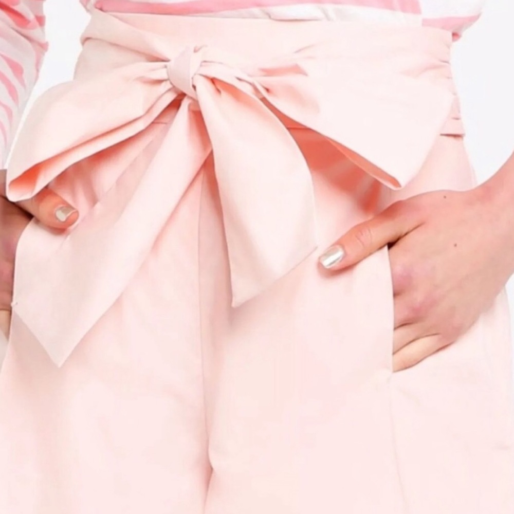J. Crew Cotton Poplin Tie Waist Shorts in Pink - Picture 2 of 8